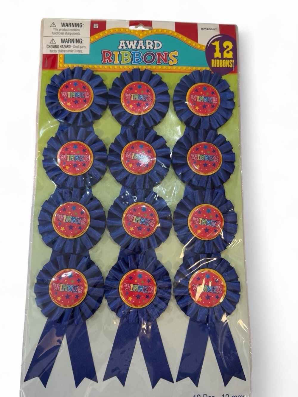New* 12 pack of Blue Winner Award Ribbons